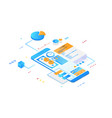 isometric phone with gradients and finances vector image
