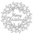 merry christmas black and white poster with holly vector image