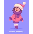 pixel funny girl isolated on violet background vector image