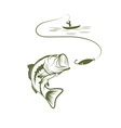 fisherman in a boat and big mouth bass vector image vector image