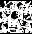 seamless childish pattern with hand drawn pandas vector image