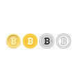 bitcoin cryptocurrency realistic flat and line vector image vector image