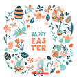 funny happy easter eggs hunt greeting card vector image