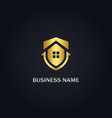 shield save house gold logo vector image