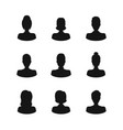 silhouette black avatars people man and woman icon vector image