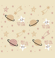 cartoon cosmic seamless pattern planets shooting vector image