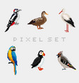 pixel birds for games icons high detailed vector image vector image