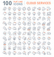 set line icons cloud services vector image