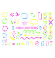 sketchy symbol and arrows highlight pen set vector image