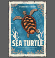 Sea turtle in ocean coral reefs Royalty Free Vector Image