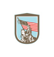 american revolutionary serviceman horse flag retro vector image vector image